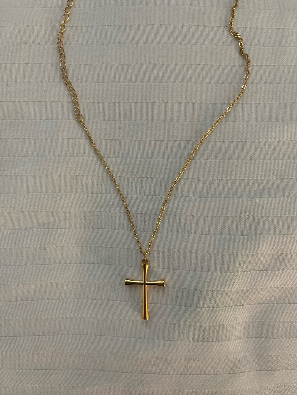 14K Gold Unisex Cross Pendant Necklace Adjust Plated Stainless Steel Christian